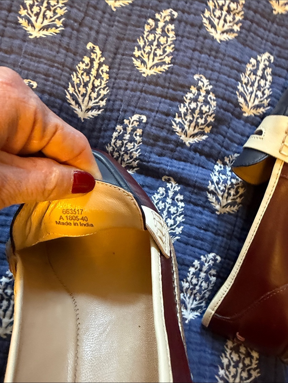 Classic Leather Penny Loafers in Navy, Burgundy & Cream - Picture 7 of 7